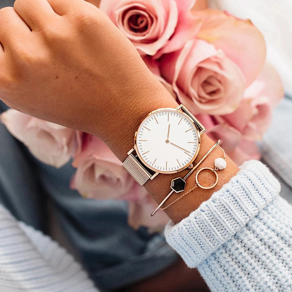 Aurajutt Rose Gold Bracelet Watch
