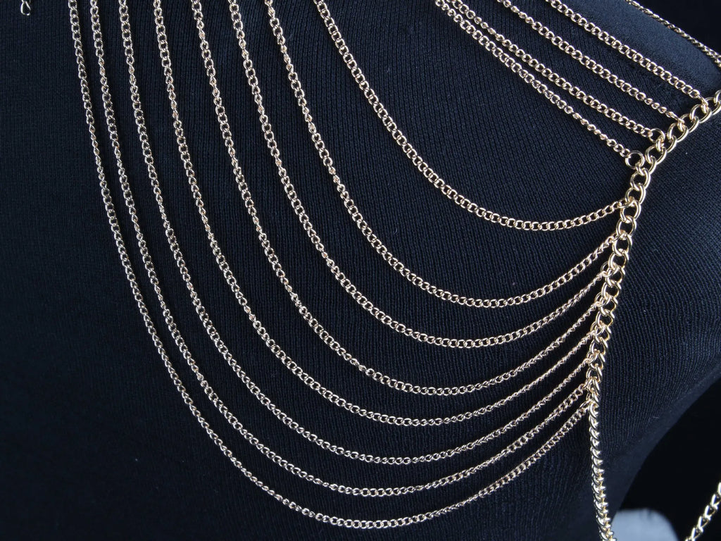 Double Shoulder Chain Necklace – Wedding Body Jewelry (V2)