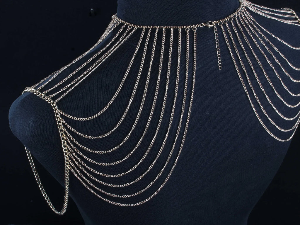 Double Shoulder Chain Necklace – Wedding Body Jewelry (V2)