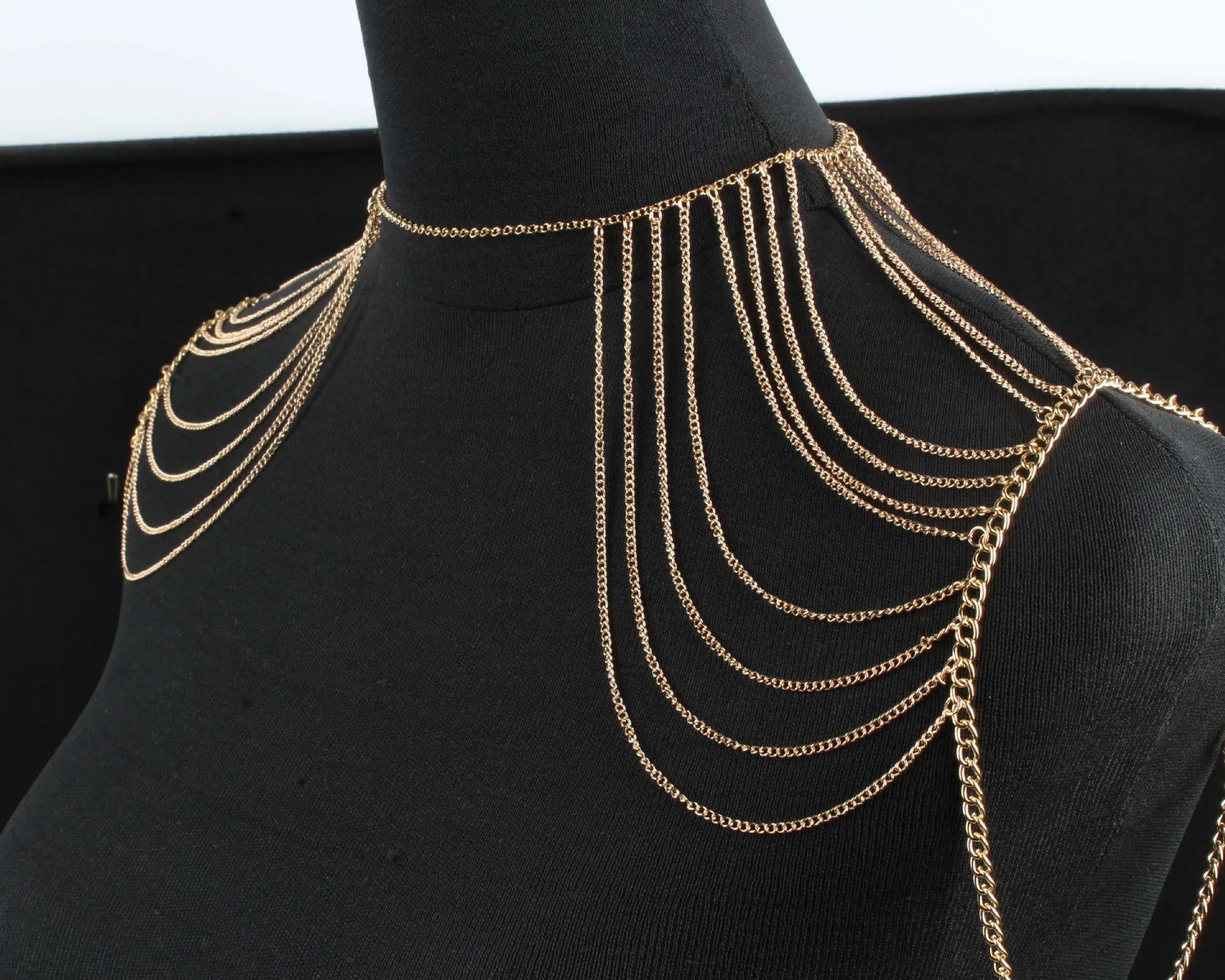 Double Shoulder Chain Necklace – Wedding Body Jewelry (V2)