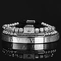Luxury Royal King Crown Men Bracelets  Roman Numeral Bracelet Unique Design Braided Adjustable Bangle Pulseira
