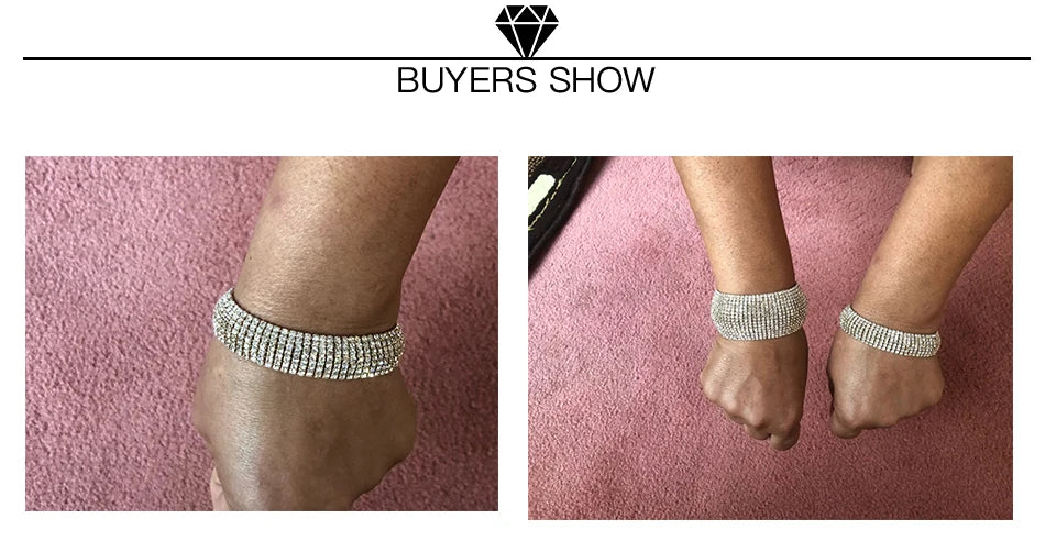Luxury Crystal Bracelets For Women Gold and Silver Plated Link Bracelet Bangle Fashion Full Rhinestone Jewelry For Women #B011