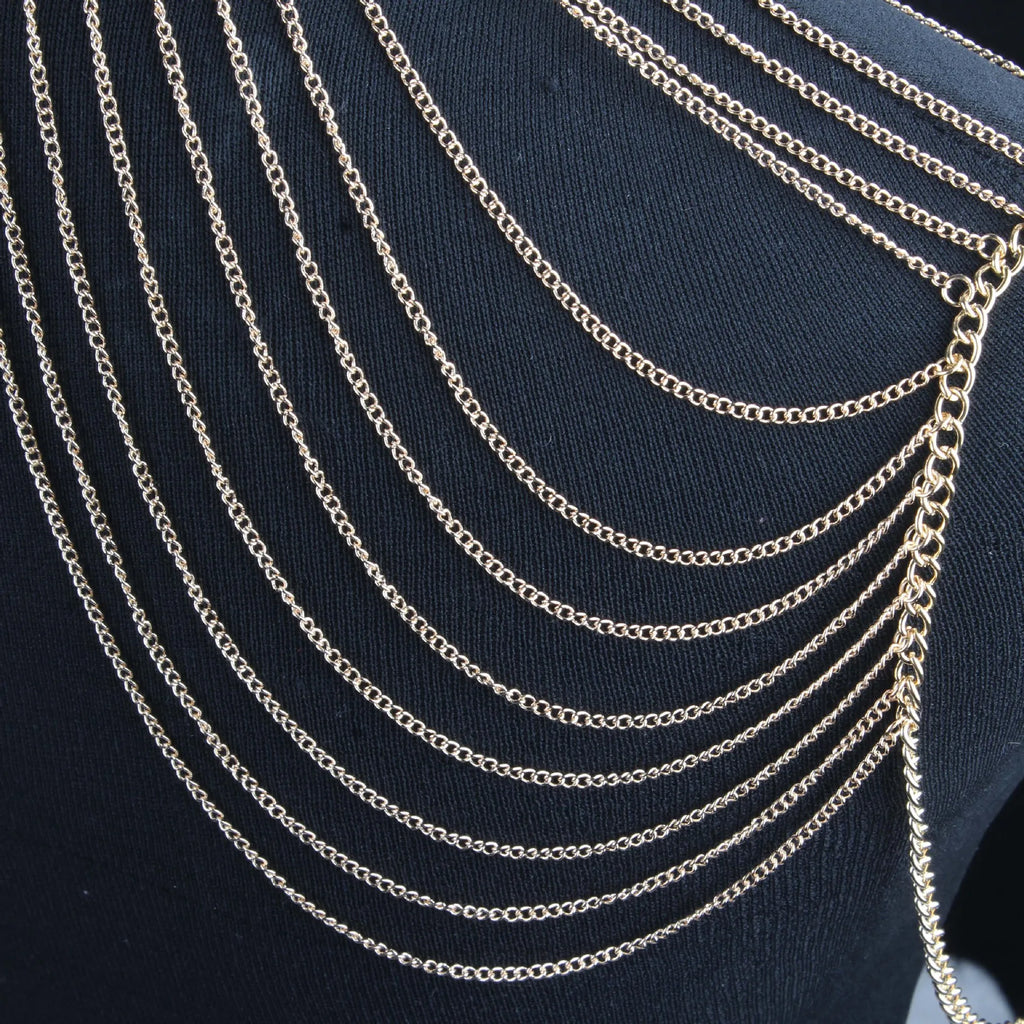 Double Shoulder Chain Necklace – Wedding Body Jewelry (V2)