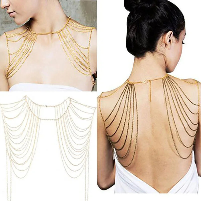 Double Shoulder Chain Necklace – Wedding Body Jewelry