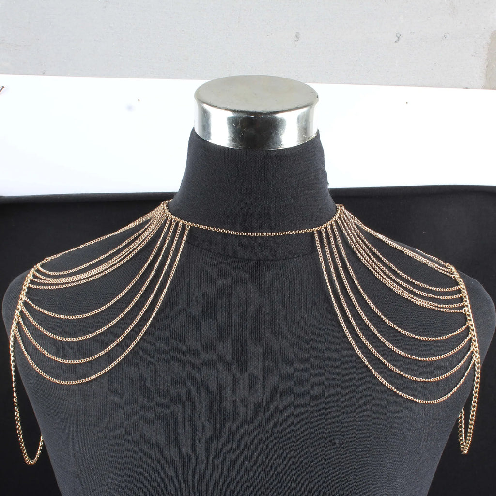 Double Shoulder Chain Necklace – Wedding Body Jewelry (V2)