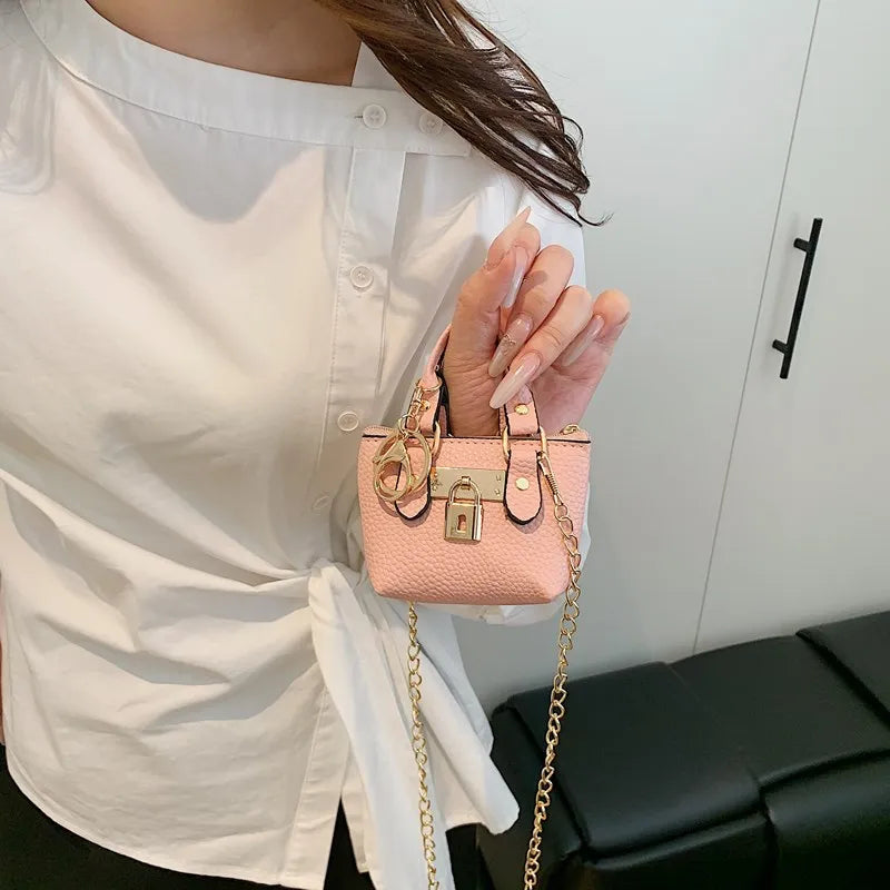 2026 Girls Hand-held Small Square Bag 2025 Summer New Classic Children Carrying One-shoulder Messenger Bag. Wallet Keychain