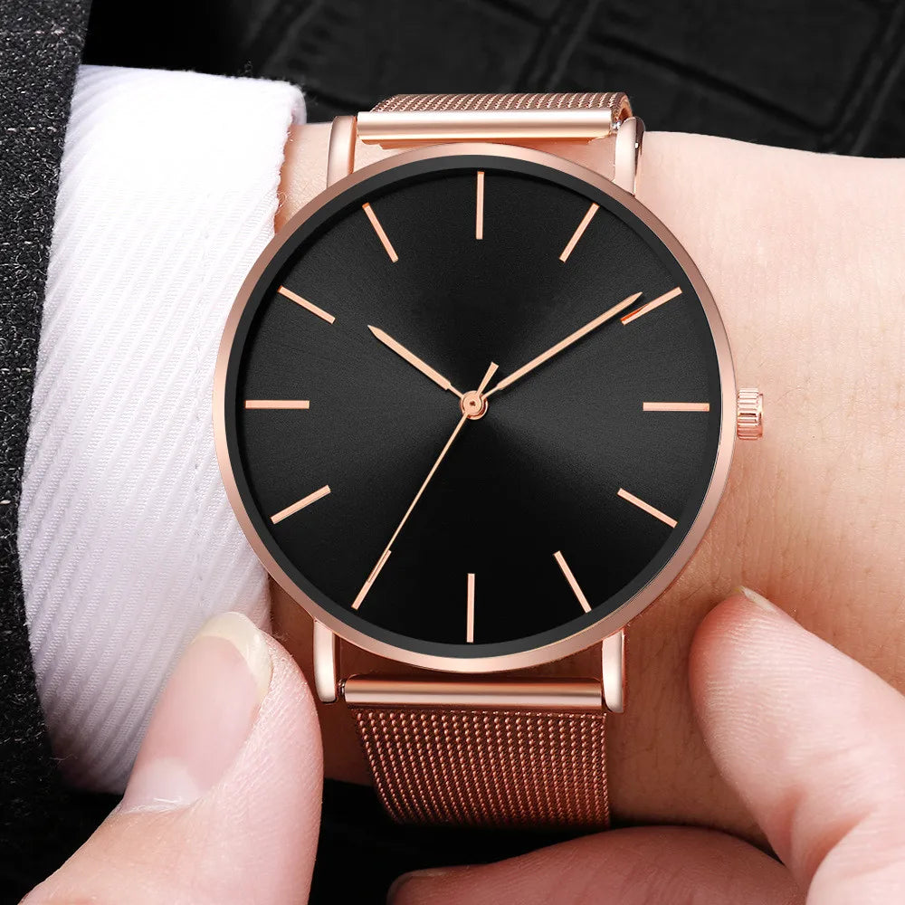 Aurajutt Rose Gold Steel Bracelet Watch