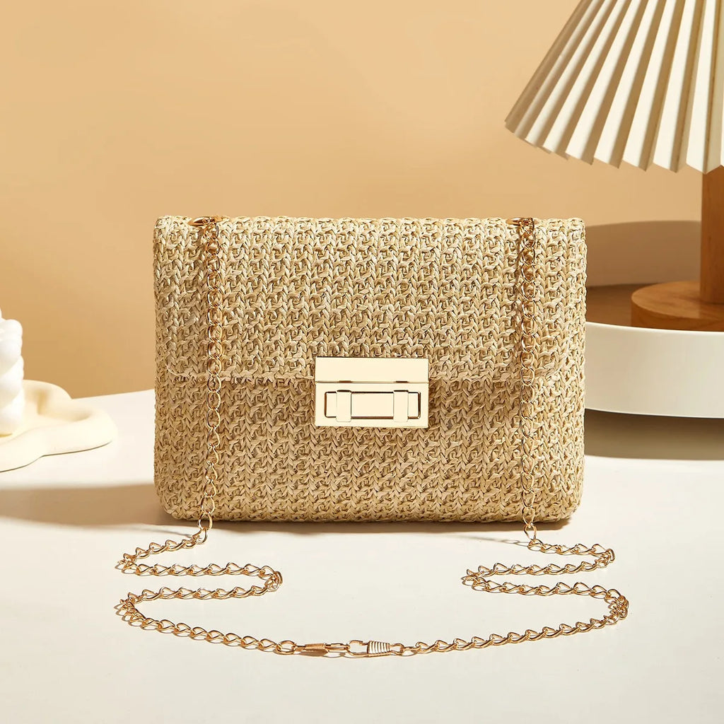 Fashion Women Summer Bohemian Straw Bag Small Woven Beach Crossbody Bag Shoulder Messenger Bag Girls Handbags Straw Bag Gifts