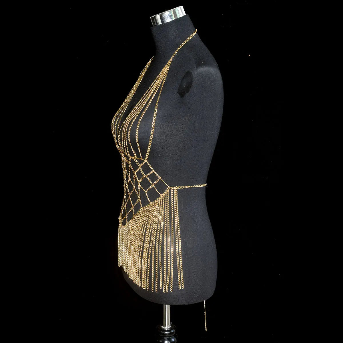 Metallic Body Chain Bra – Party & Nightclub Accessory