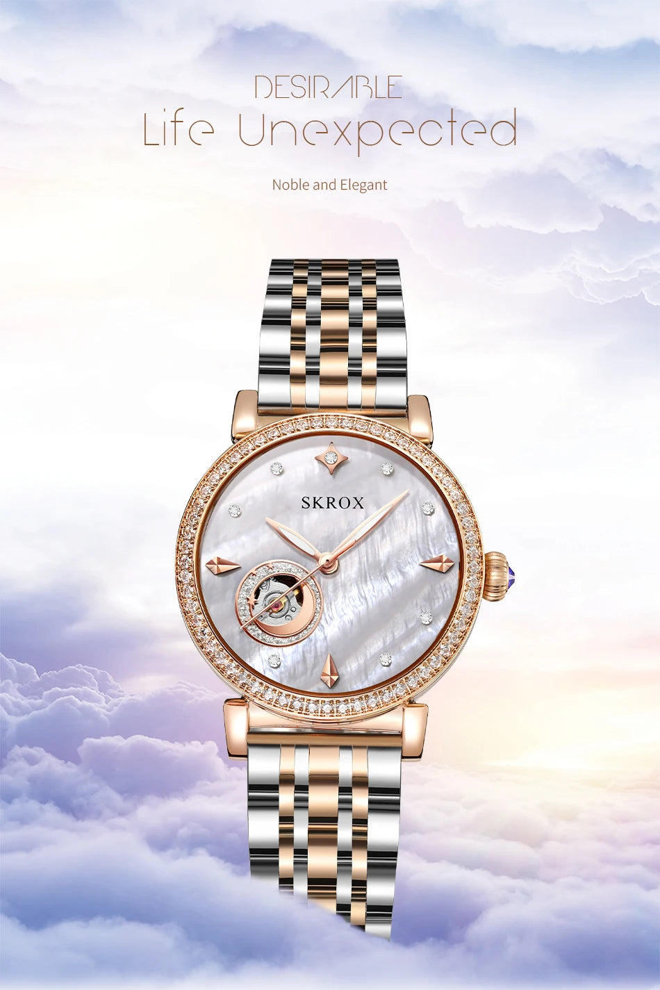 2024Luxury Rose Gold Diamond Woman Watch Mechanical Automatic Movement Ladies Watches Stainless Steel Elegant Women's Wristwatch