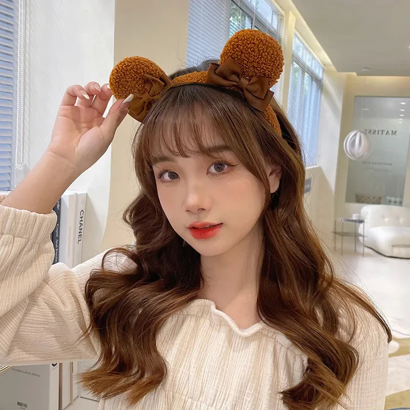 Girls Cute Bear Ears Plush Simple Hairbands Kids Lovely Hair Ornament Headband Hair Hoops Children Fashion Hair Accessories