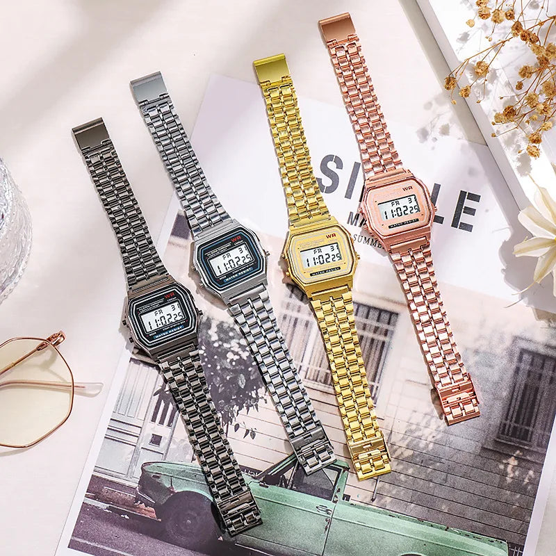 Aurajutt Rose Gold Digital Retro Watch