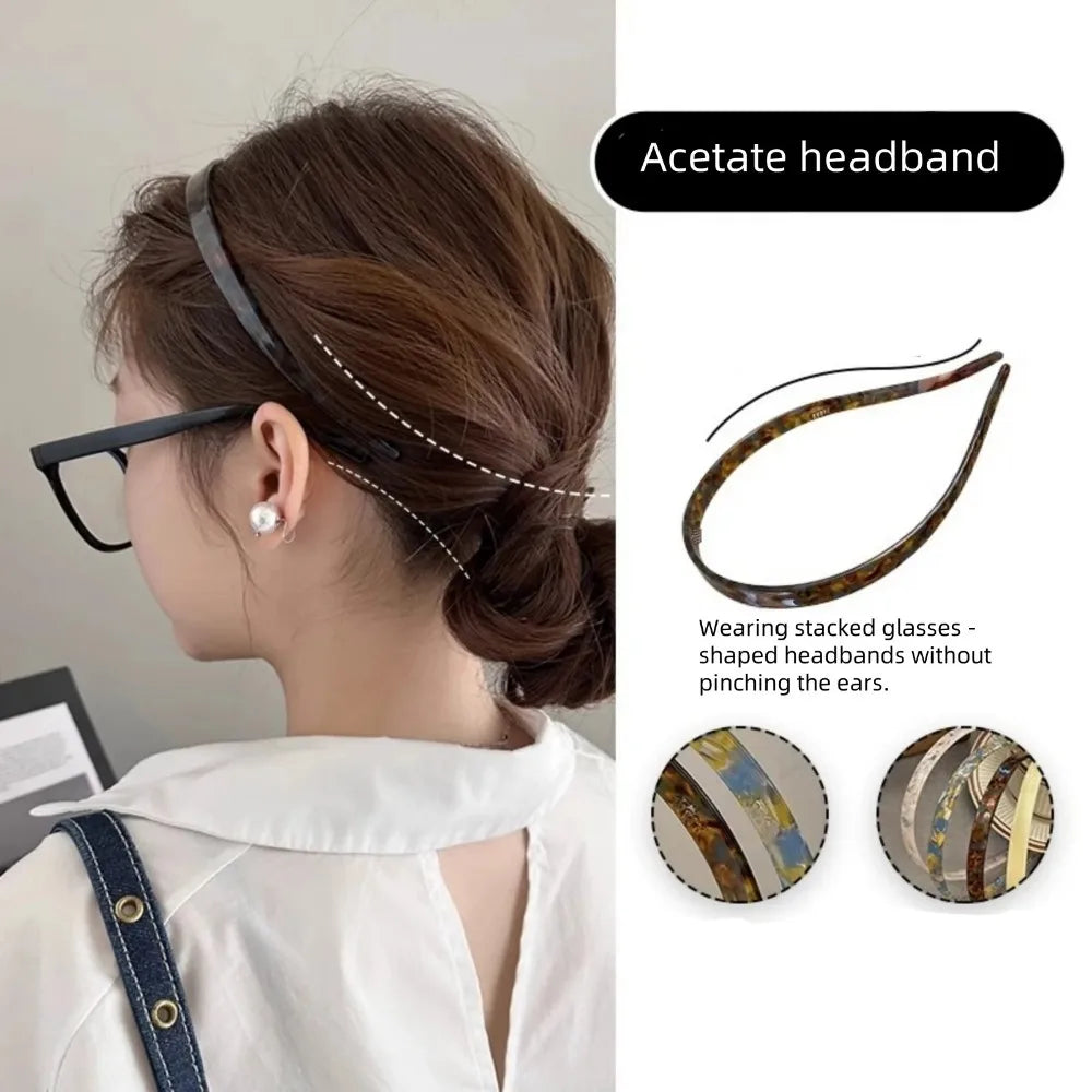 Ladies Non-Clamping Ear Bone Hair Accessories Acetic Acid Headband Headband High-End Hairband Girls 2025 New Summer Elegant He