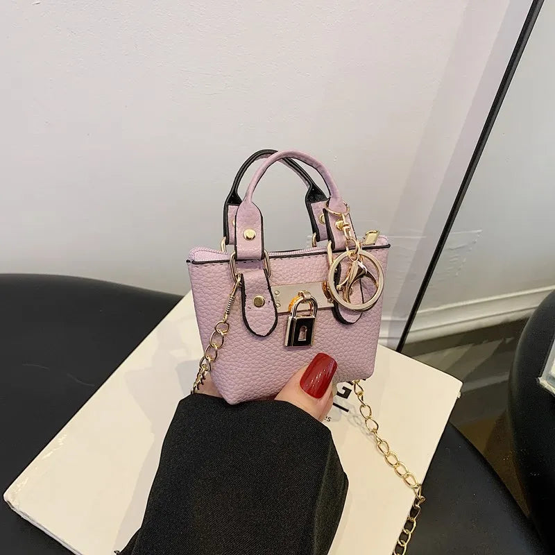 2026 Girls Hand-held Small Square Bag 2025 Summer New Classic Children Carrying One-shoulder Messenger Bag. Wallet Keychain