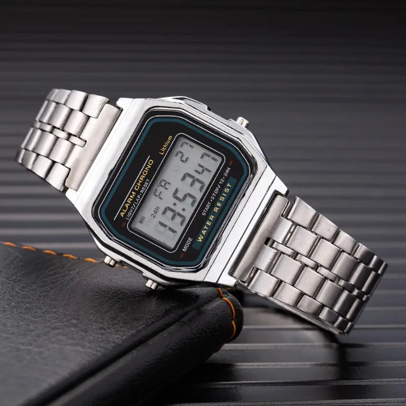 Aurajutt LED Digital Steel Watch