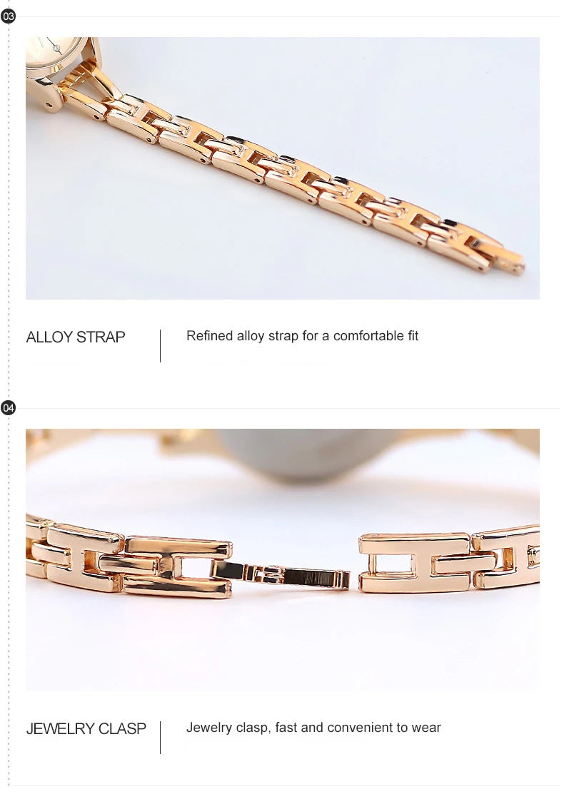 Luxury Bracelet Watch For Women Elegant Rose Gold Ladies Wrist Watches Rhinestone Simple Fashion Female Quartz Relogio Feminino