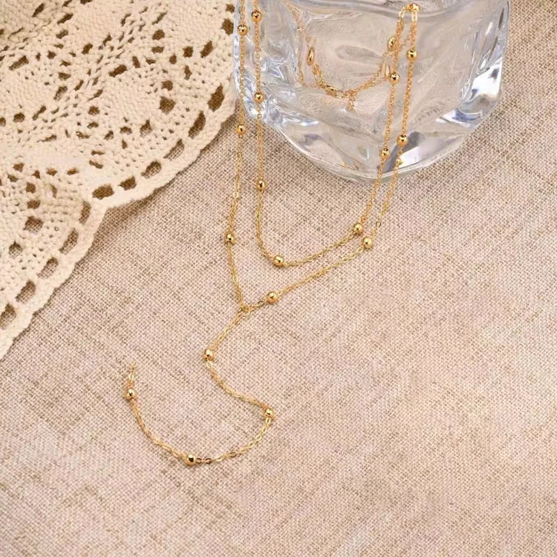 Dainty 14K Gold Plated Lariat Necklace