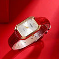 Aurajutt Elegant Square Leather Watch