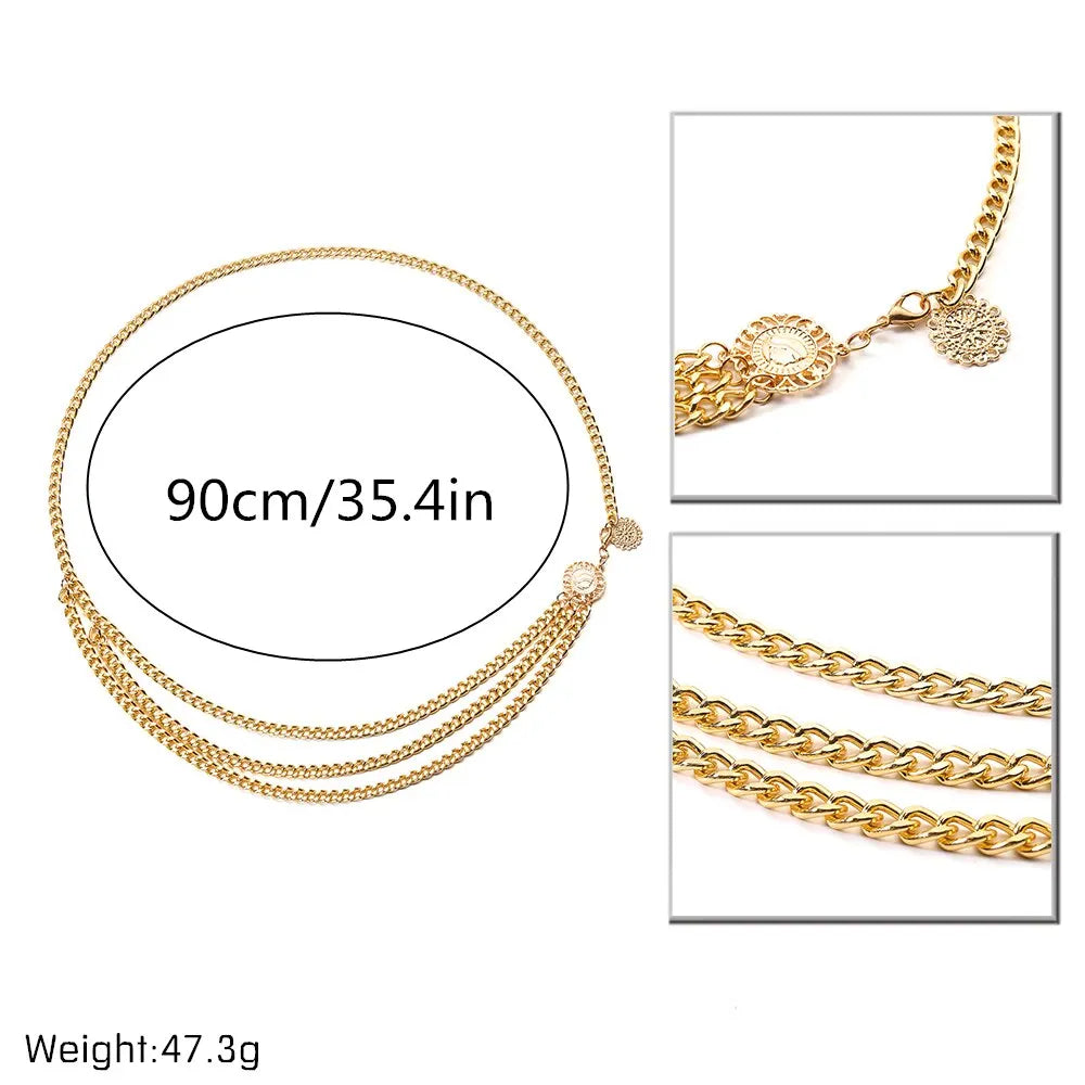 Sunflower Coin Tassel Waist Chain – Boho Body Jewelry