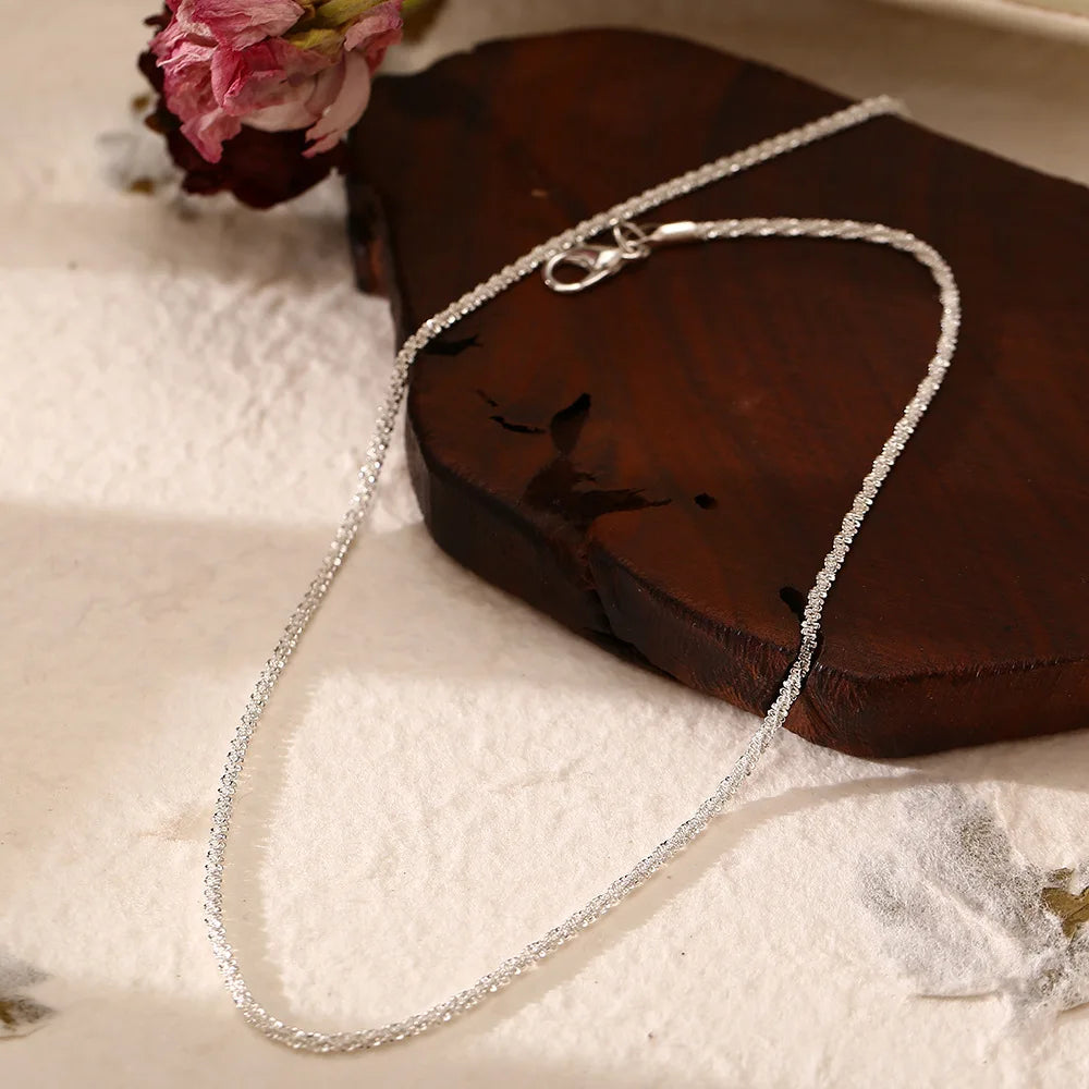 Sparkling Silver Clavicle Chain Choker Necklace