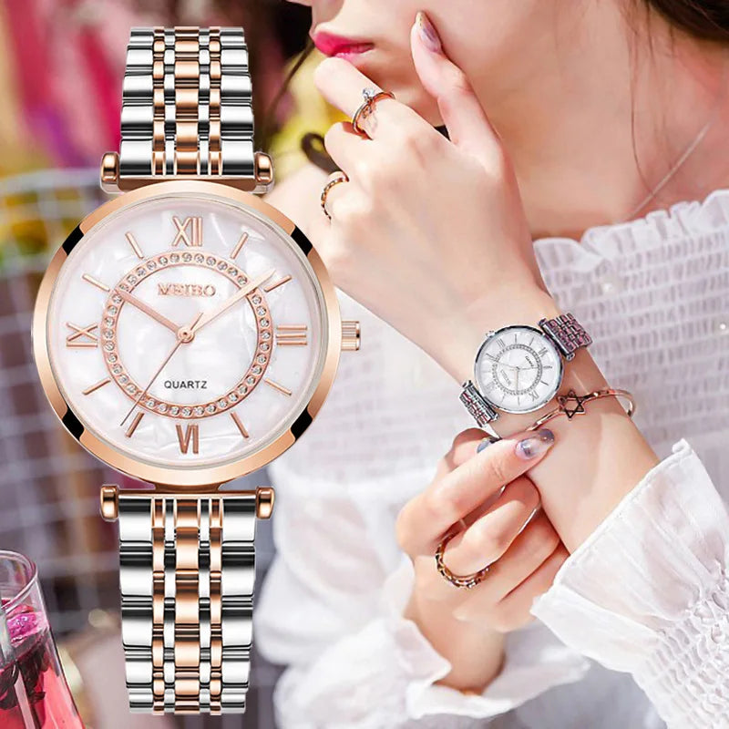 Aurajutt Crystal Diamond Bracelet Watch