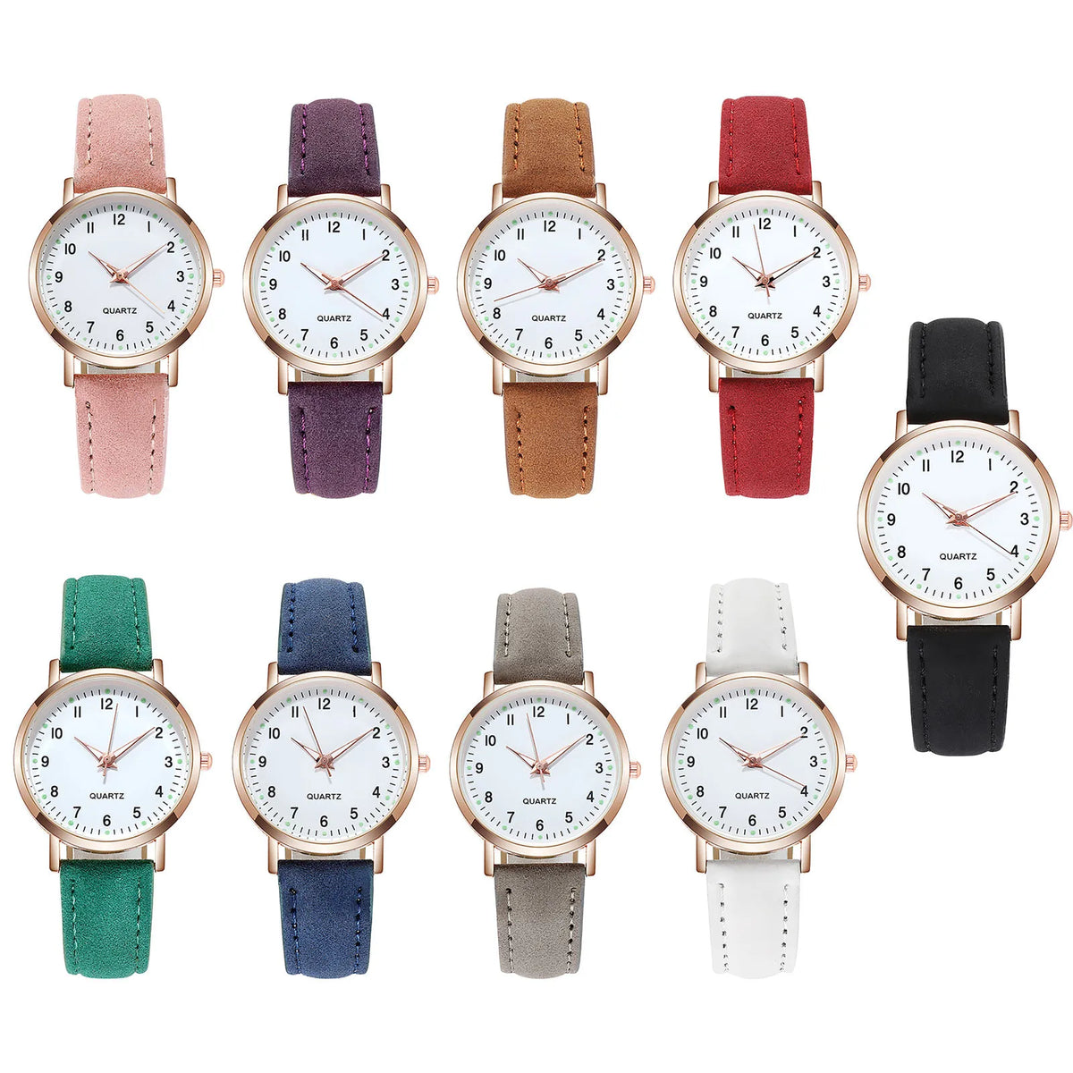 Aurajutt Diamond Luminous Leather Watch