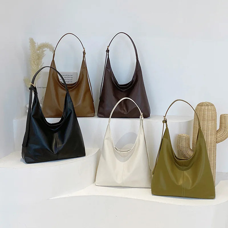New Retro Tote Bag for Women Large Shoulder Bag Simple Commuter Bag Handmade Tote