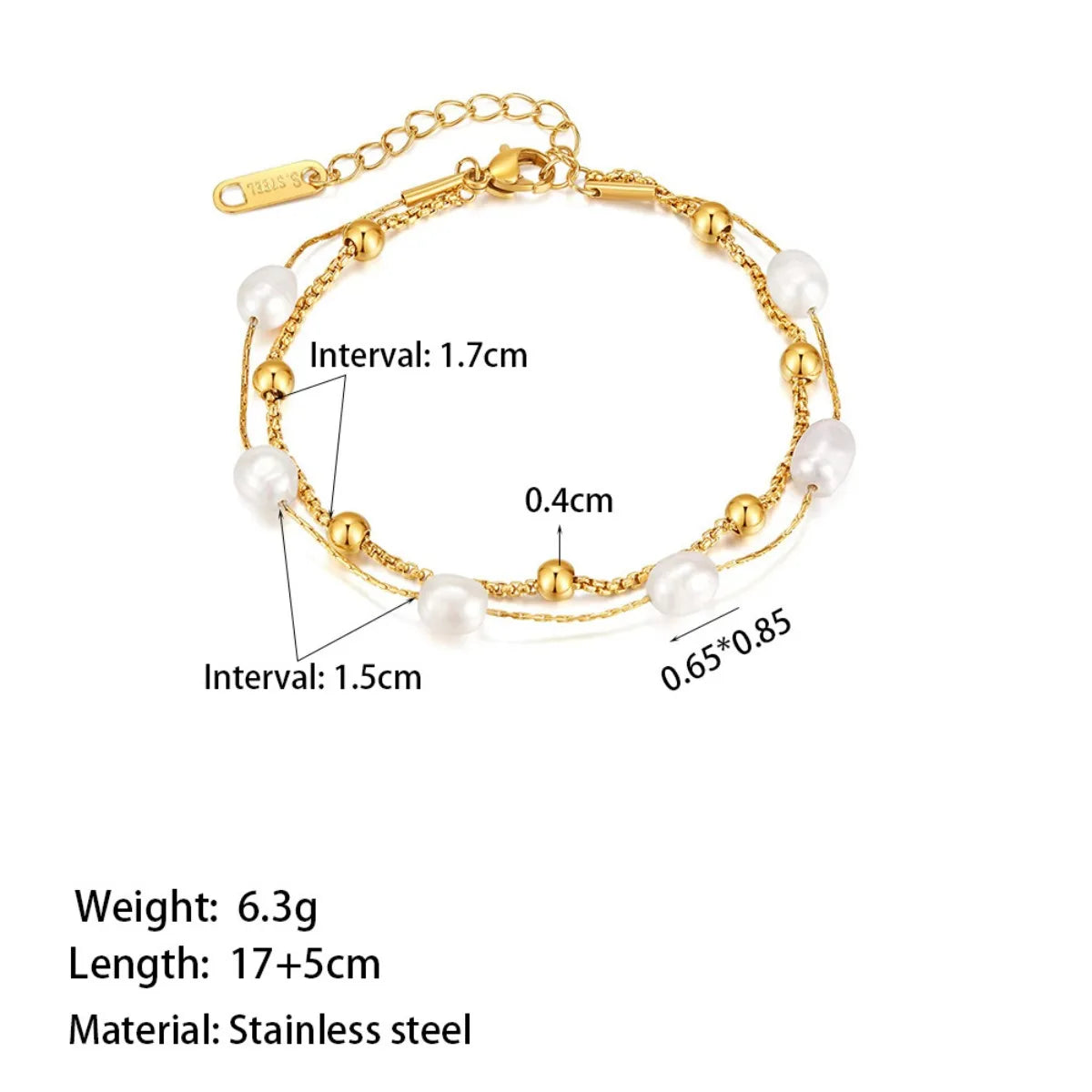 Luxury Double Layer Pearl Bracelet - Stainless Steel Jewelry for Women, Hypoallergenic Gift & Party Bangles Chain Accessories