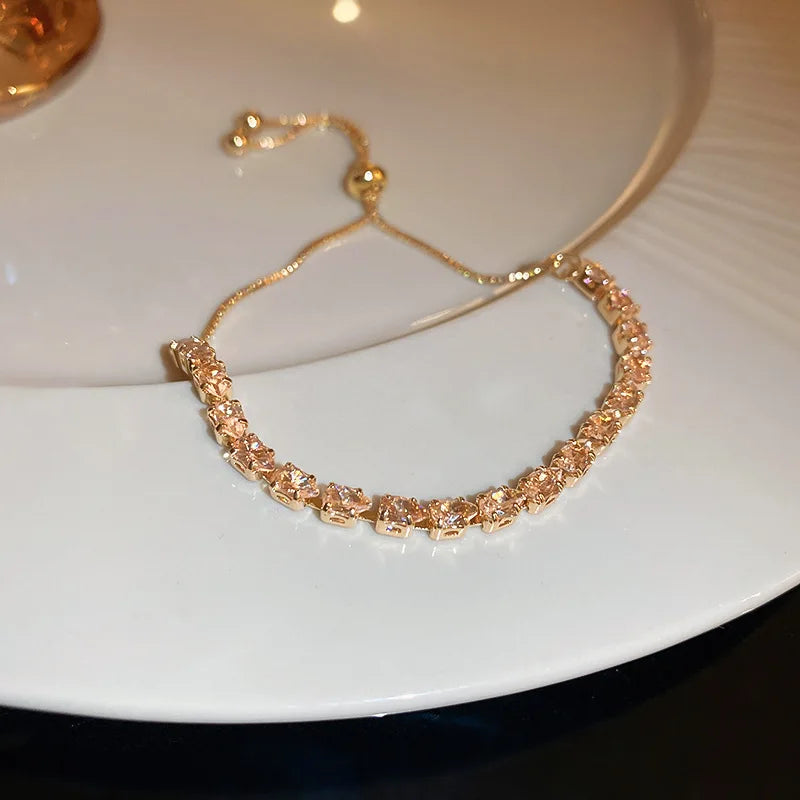 Luxury Adjustable Bracelet Women's Fashion Temperament Geometric Square Rhinestone Bracelet Wristband Party Wedding Jewelry K-