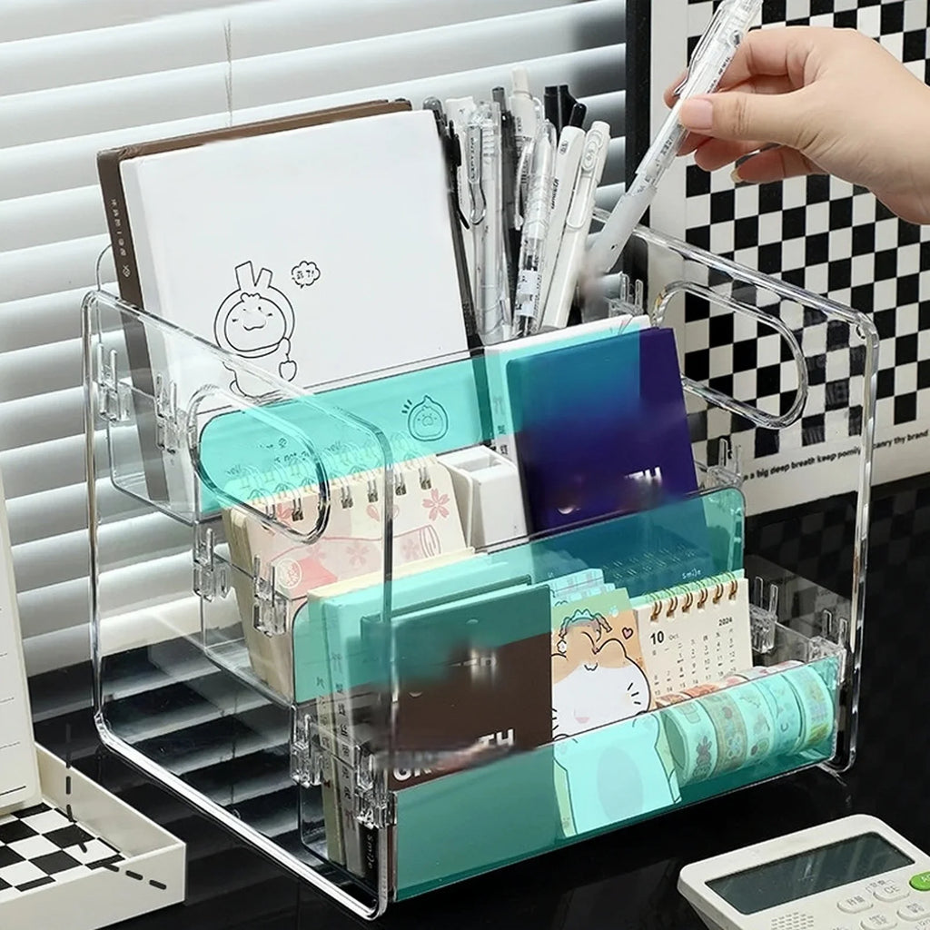 Cosmetics Desktop Storage Box, Acrylic High-Grade Dust-Proof Perfume and Skin Care Product Organizer, Three-Layer Tiered Display and Storage Rack for Dressing Table
