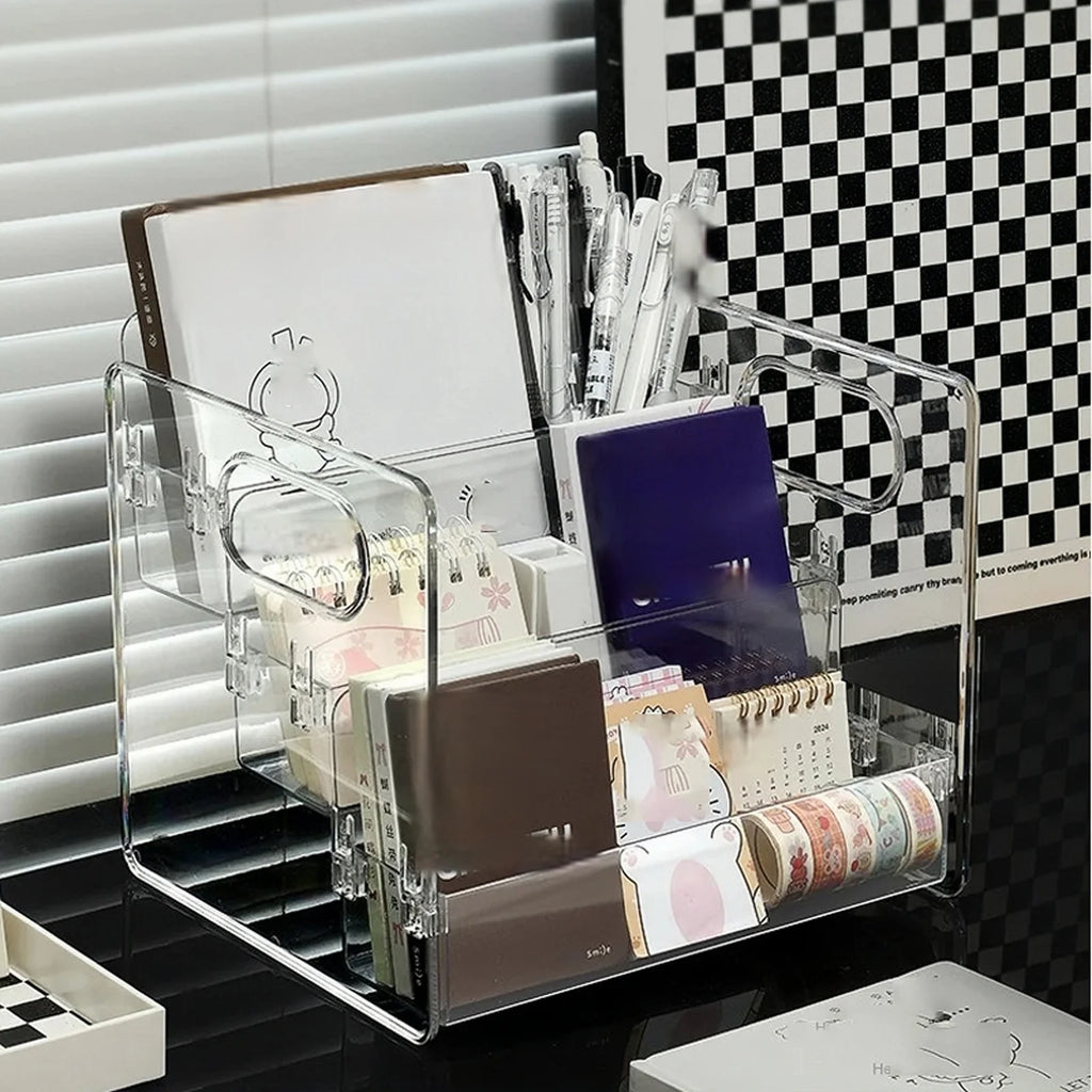 Cosmetics Desktop Storage Box, Acrylic High-Grade Dust-Proof Perfume and Skin Care Product Organizer, Three-Layer Tiered Display and Storage Rack for Dressing Table