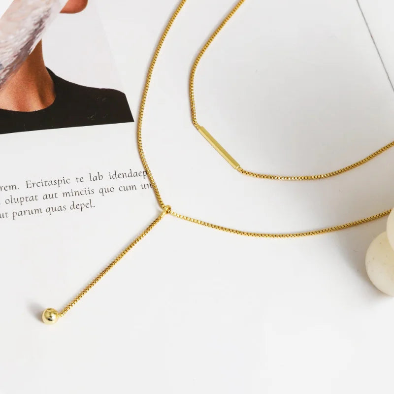 Dainty 14K Gold Plated Y-Shaped Lariat Necklace
