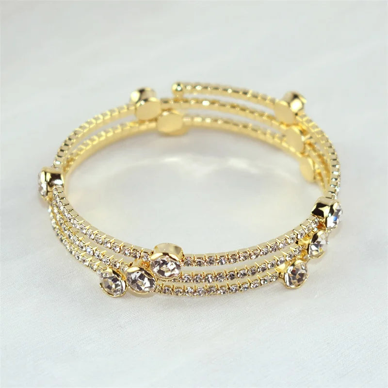 Fashionable and High Quality Full Diamond New 3-Row Open Bracelet Bracelet, Women's Minimalist Bracelet and Bracelet