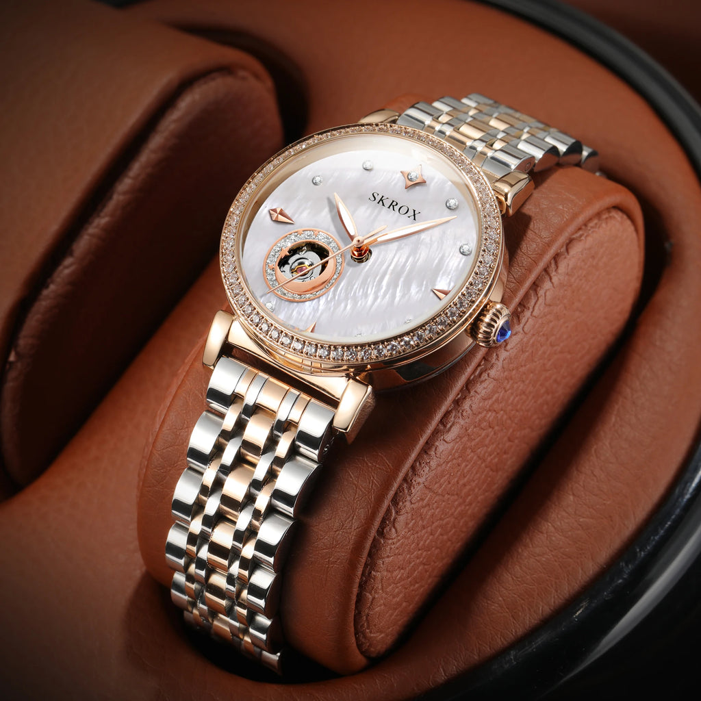 Aurajutt Rose Gold Diamond Automatic Watch