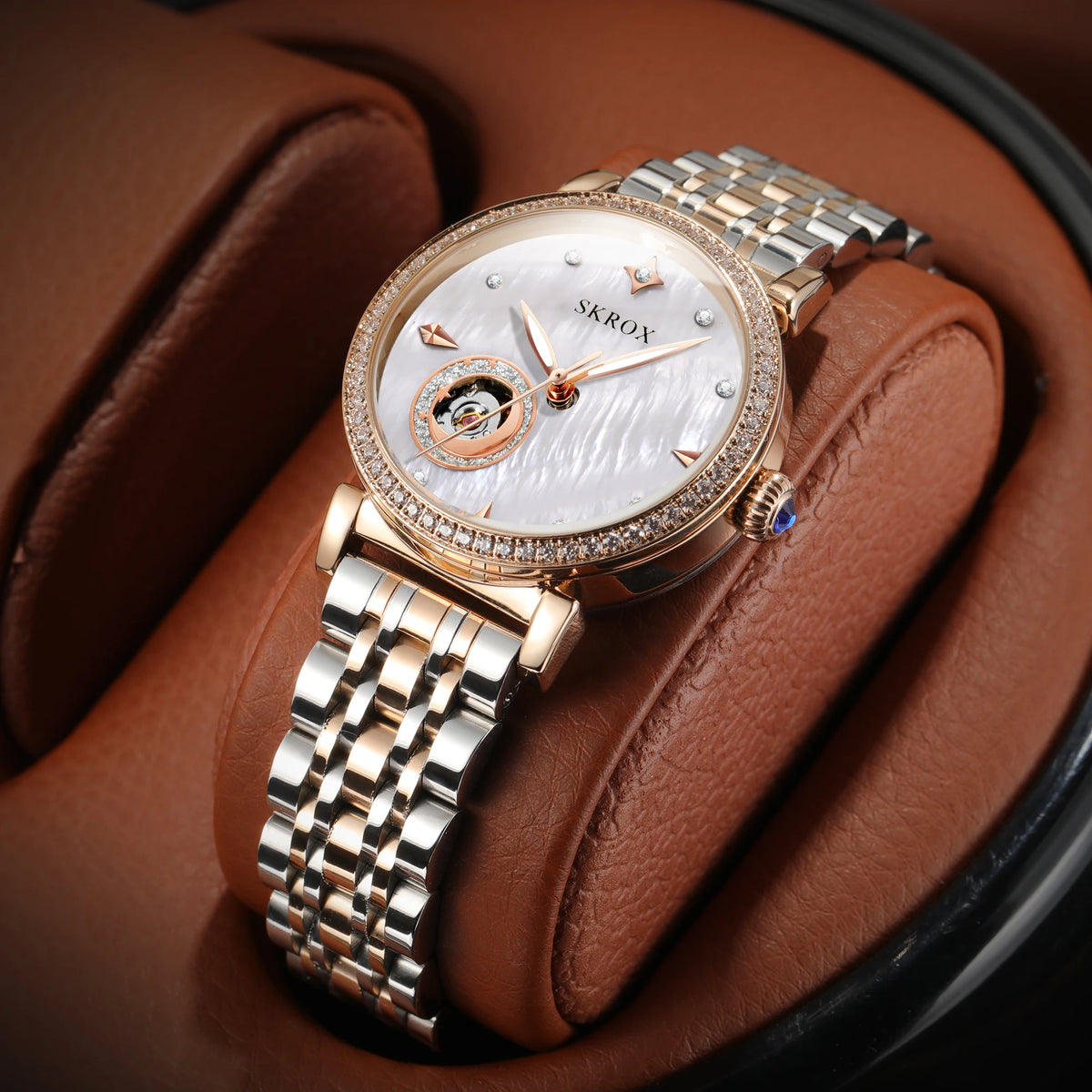 Aurajutt Rose Gold Diamond Automatic Watch