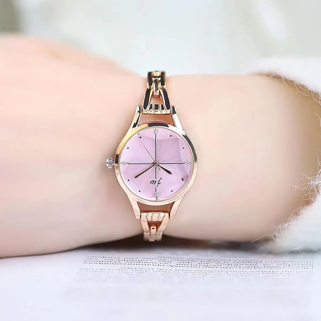 Luxury Bracelet Watch For Women Elegant Rose Gold Ladies Wrist Watches Rhinestone Simple Fashion Female Quartz Relogio Feminino