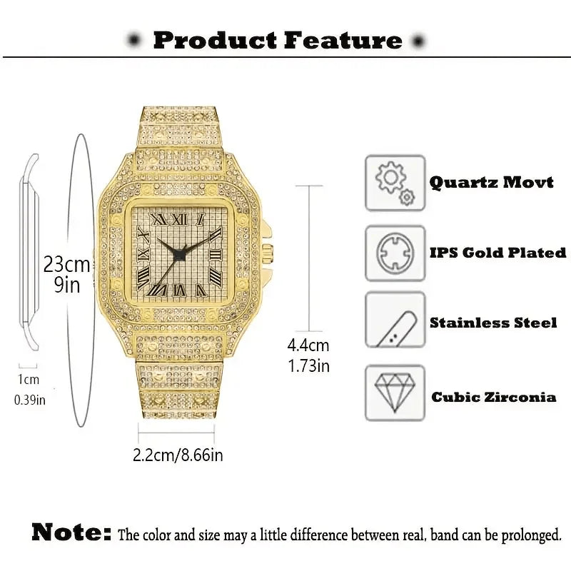 Aurajutt Square Rhinestone Business Watch