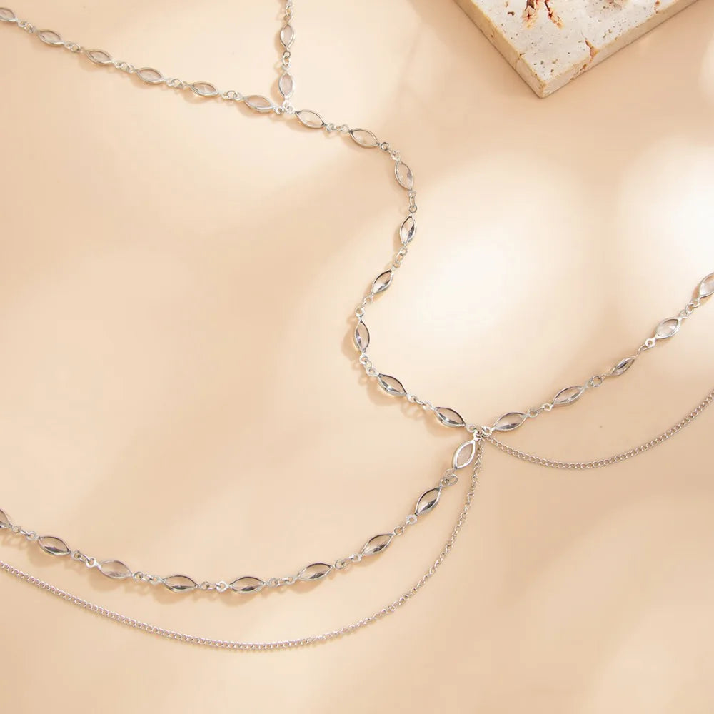 Marquise Crystal Layered Body Chain – Gold Beach Jewelry