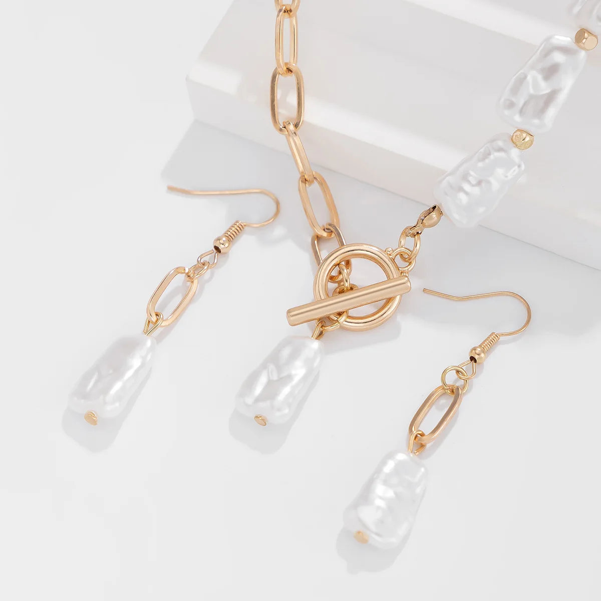 Boho Pearl Pendant Jewelry Set – Necklace, Earrings & Bracelet