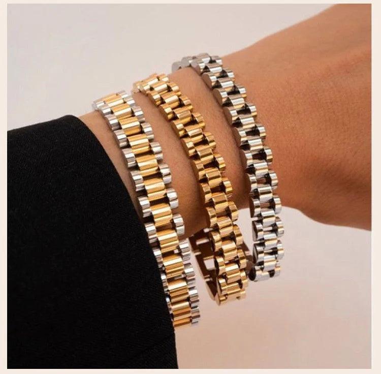 Luxury Presidential Chain Bracelet For Women Men, Stainless Steel Watch Brand Link Fashion Wrist 16cm/18cm/21cm