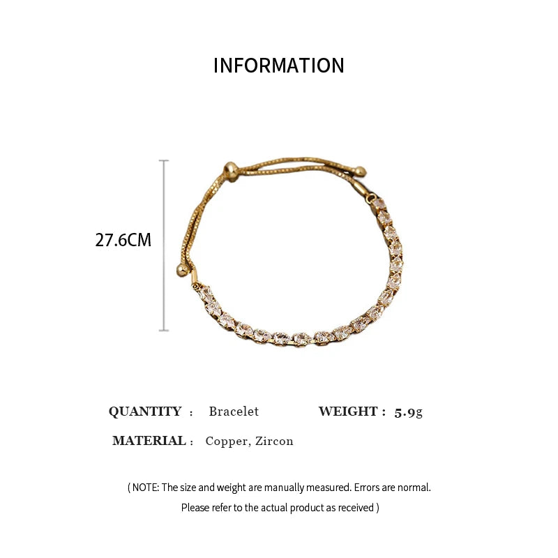 Luxury Adjustable Bracelet Women's Fashion Temperament Geometric Square Rhinestone Bracelet Wristband Party Wedding Jewelry K-