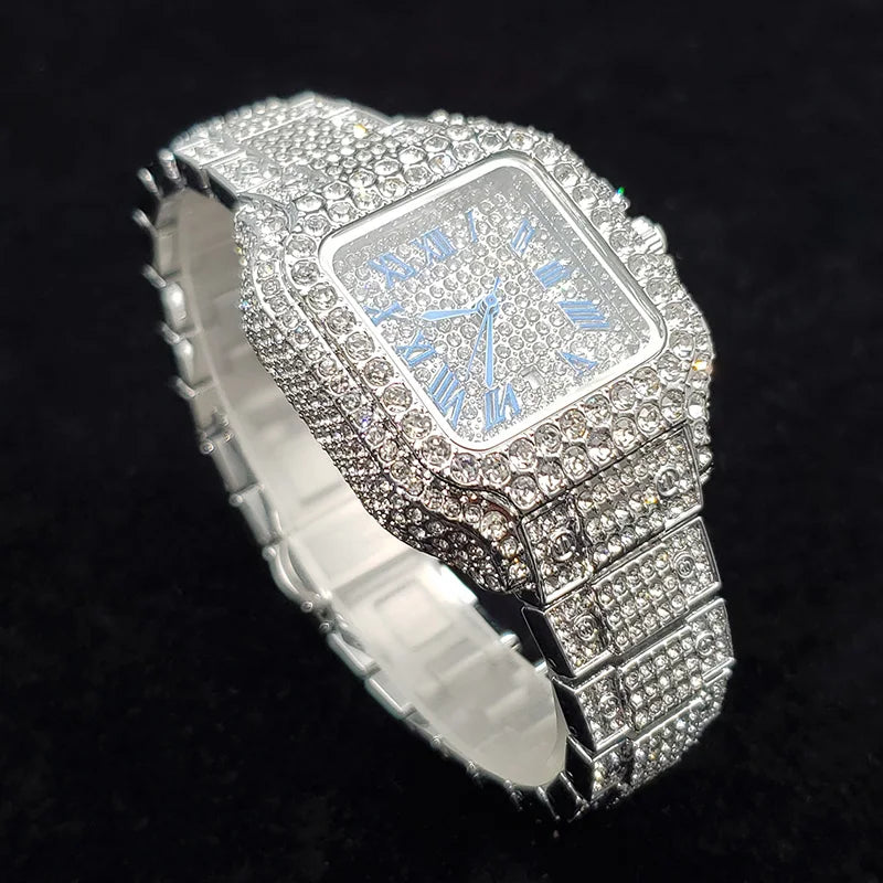 Aurajutt Iced Diamond Square Watch