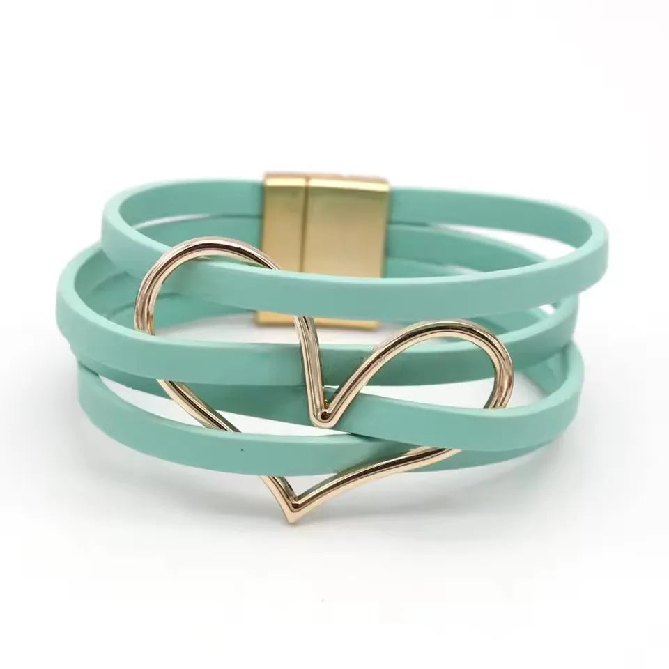 Leather Bracelets For Women 2024 Fashion Bracelets & Bangles Elegant Multilayer Wide Wrap Bracelet Female Jewelry Gift