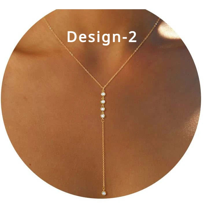 Dainty 14K Gold Plated Y-Shaped Lariat Necklace