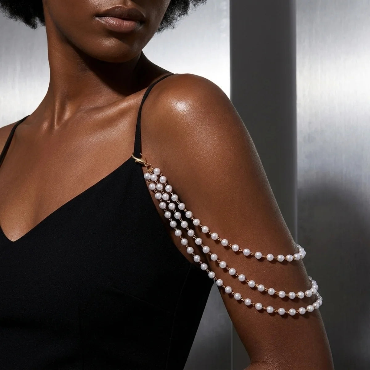 Multilayer Pearl Shoulder & Body Chain – Minimalist Boho