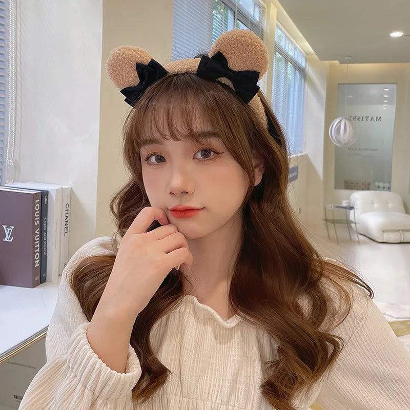 Girls Cute Bear Ears Plush Simple Hairbands Kids Lovely Hair Ornament Headband Hair Hoops Children Fashion Hair Accessories