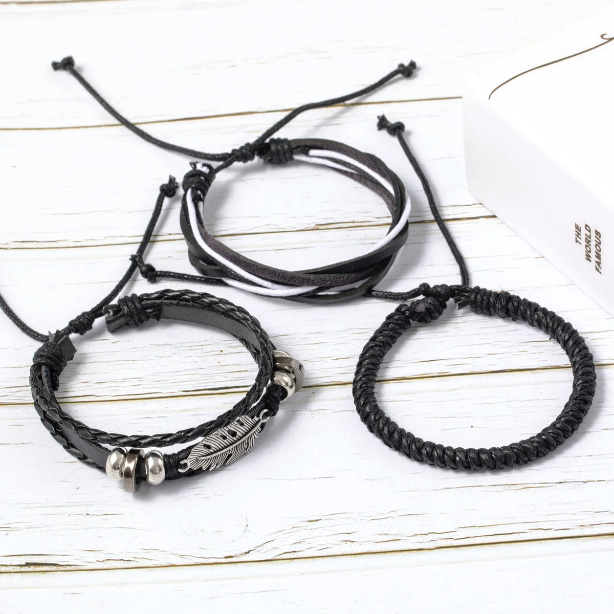 Leather Bracelet For Men New Style Stylish Leather Bracelets Men’S, Retro Leaf Woven Leather Rope, Punk Combination Bracelets