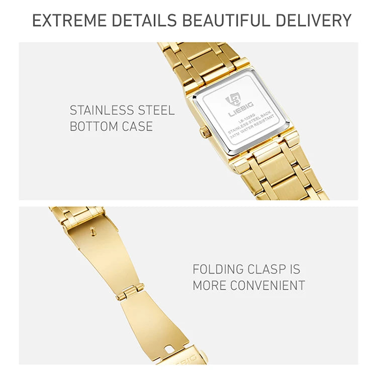 Aurajutt Golden Steel Quartz Watch