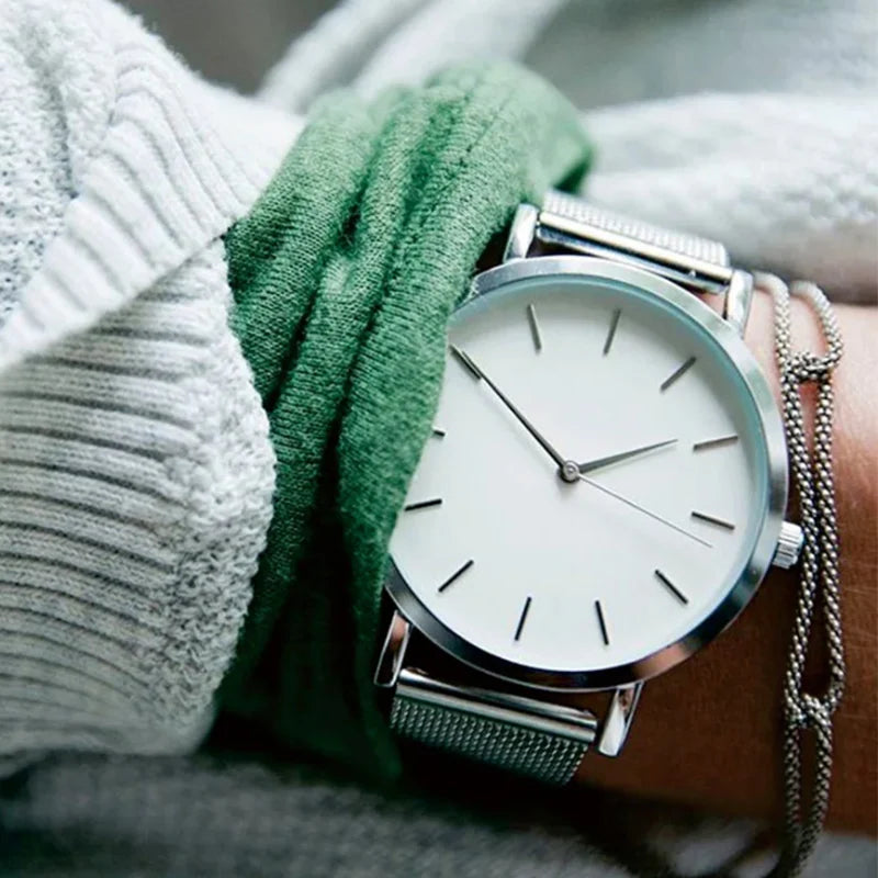 Aurajutt Rose Gold Steel Bracelet Watch