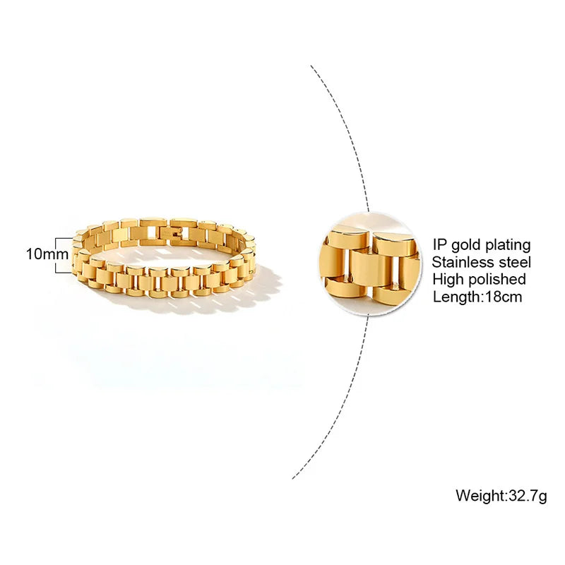 Luxury Presidential Chain Bracelet For Women Men, Stainless Steel Watch Brand Link Fashion Wrist 16cm/18cm/21cm